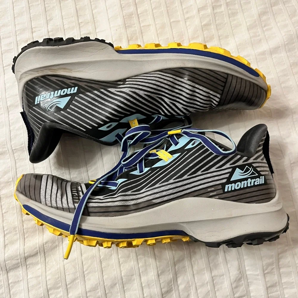 Columbia Montrail Trinity AG Womens Trail Running Shoes Gray Blue Yellow Sneaker